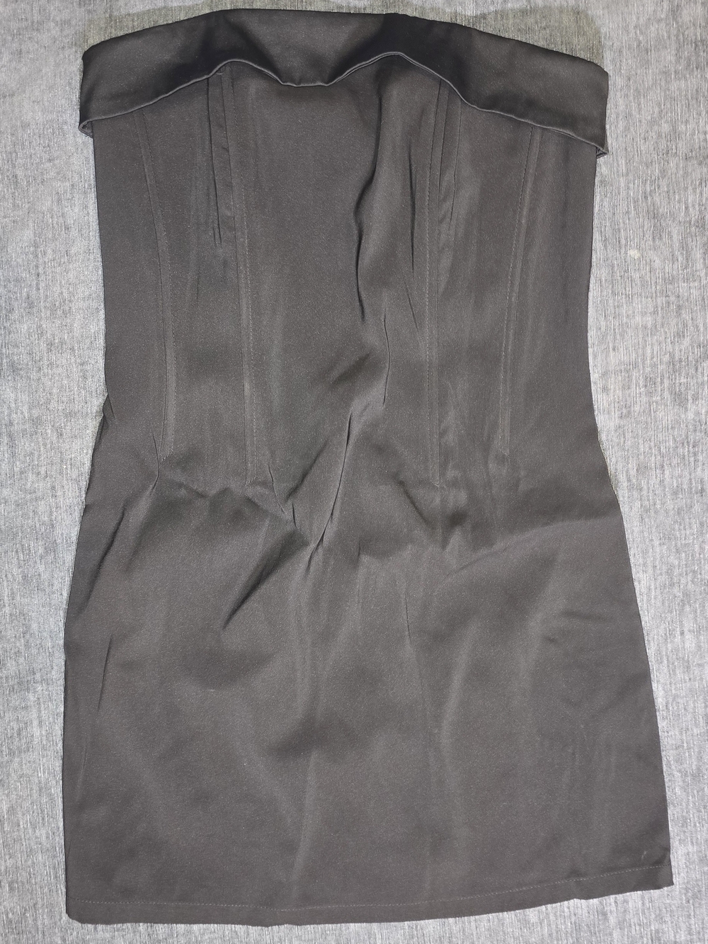 With Jéan Black Strapless Satin Foldover Tuxedo Corset Mini Dress Size Small